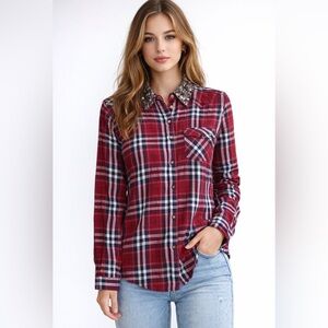 Guess Vintage Western Shirt - Gemstone Collar - Size Small